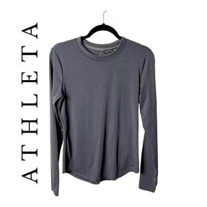 Athleta Loose Knit Gray Mesh Detail Pullover Ladies M